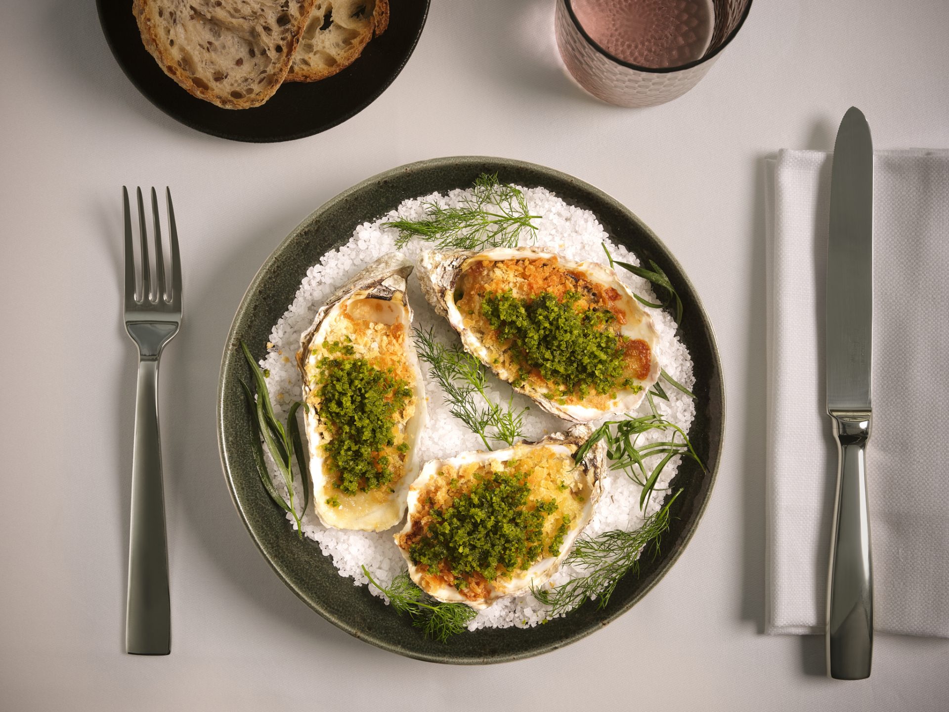 Iconic New York dish Rockefeller Oysters at Rivington Restaurant in Milan
