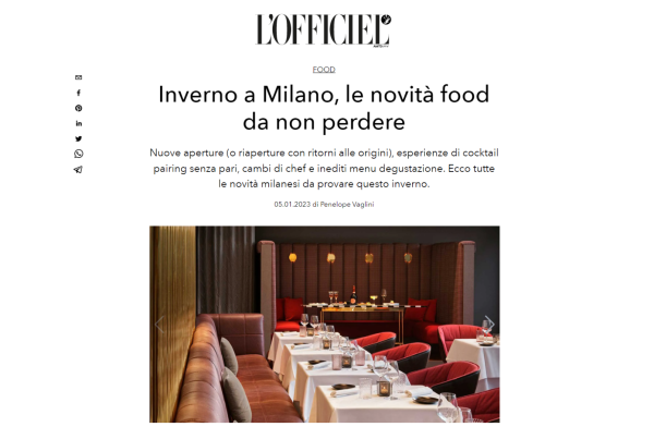 Rivington L'Officiel Milano Ristorante Milan Restaurant